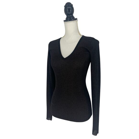 Brunello Cucinelli Metallic V-Neck Long Sleeve Top - Picture 6 of 12